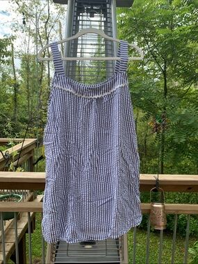 Draper James Blue and White Striped Seersucker Nighty